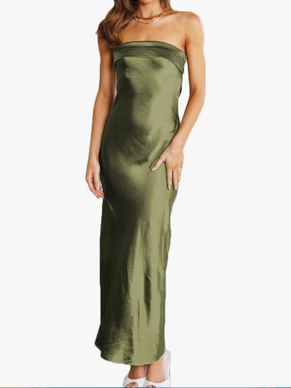 Green Strapless Low Back Formal Dress